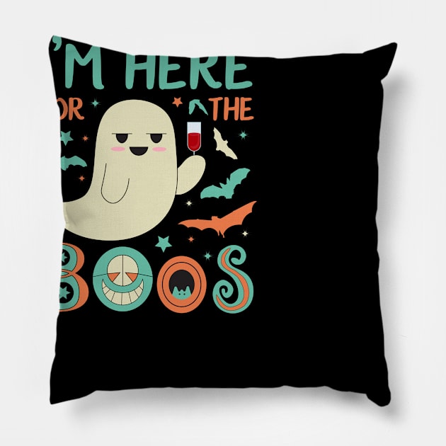 Here for the boos Halloween tee Pillow by Cyrah's Collection