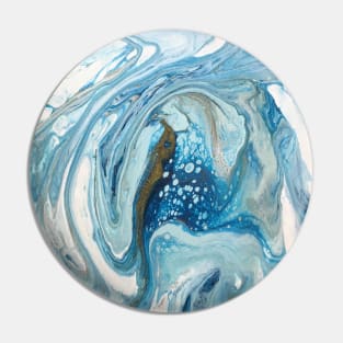 Icy Depths Swirling Ocean Abstract in Shades of Turquoise Blue Pin