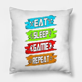 Eat, Sleep, game, Repeat, Typography vector base T-Shirt Design Pillow