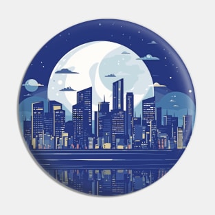 Modern City Skyline Landscape At Night Discovery Pin