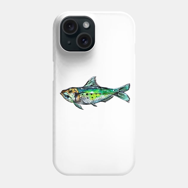 Green Sardine Watercolor Phone Case by ZeichenbloQ