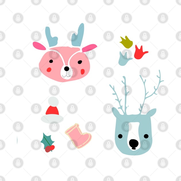 cute deer and reindeer by bruxamagica