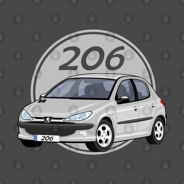 car peugeot 206 sporty cartoon vector grey by creative.z