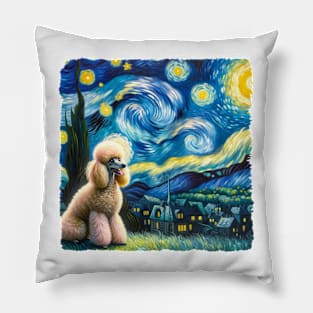 Starry Poodle Dog Portrait - Pet Portrait Pillow