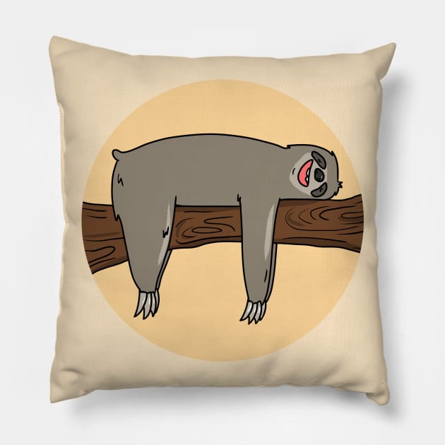 Sleepy Sloth on a branch Pillow by Otterlyalice