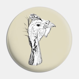 Drawing conversion of a Helmeted Guineyfowl Pin