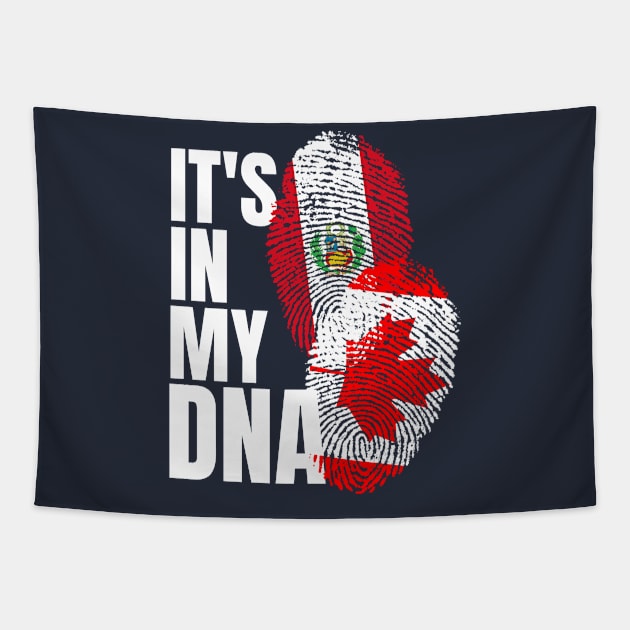 Canadian And Peruvian Mix DNA Flag Heritage Gift T-Shirt Tapestry by Just Rep It!!