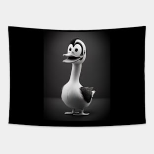 Cute funny duck black and white photograph Tapestry