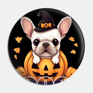 JACK O LANTERN PUMPKIN Ghost Halloween and French Bulldog Pin