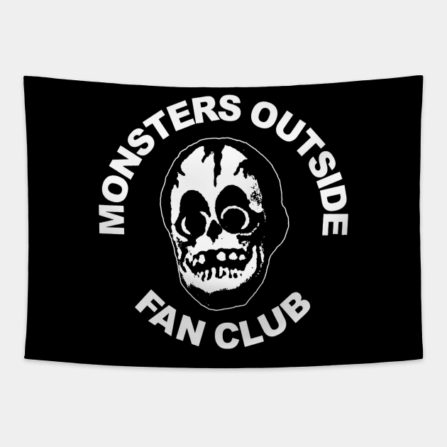 Monsters Outside Fan Club Tapestry by akkadesigns