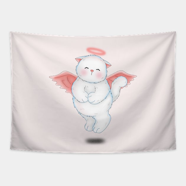 Cute Angelic Cat Tapestry by Athikan