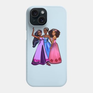 African American princesses waving. The best Gifts for black girls 2022 Three afro princesses  ! beautiful  black girls with Afro hair, brown eyes and dark brown skin. black princess Phone Case