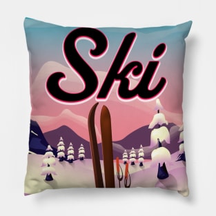 Vintage Ski poster Pillow