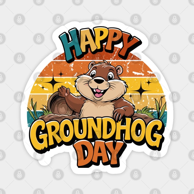 Happy Groundhog Day Magnet by JessArty