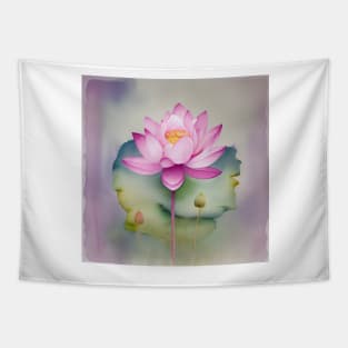 Large Pink Lotus Watercolour Flower Tapestry