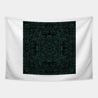 Teal Curves on a Black Background Tapestry