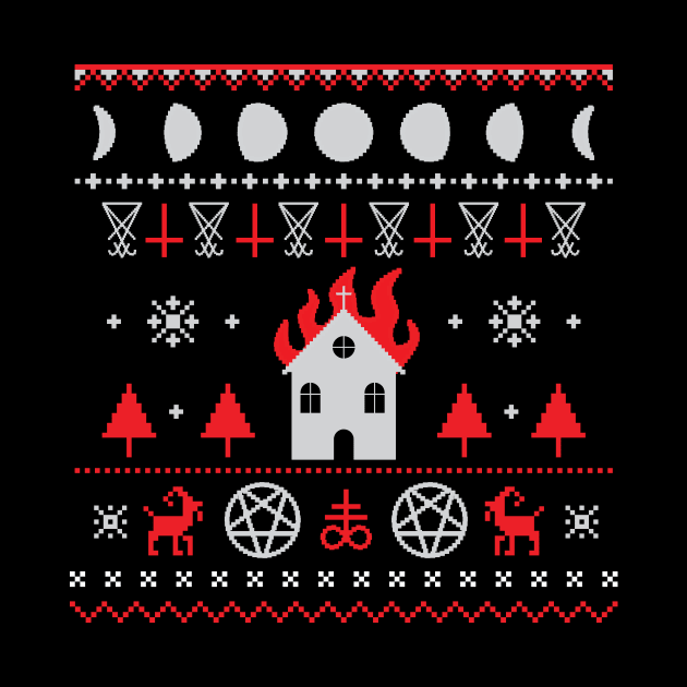 Burning Church Ugly Christmas Sweater by BlackRavenOath