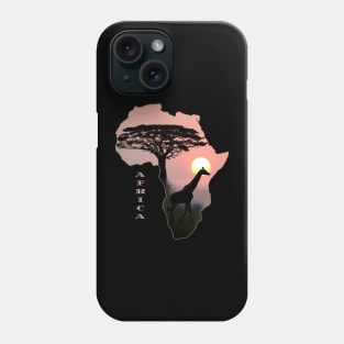 Africa with Sundown and Tree and Giraffe Phone Case