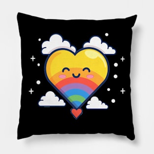 Heart's Rainbow Glow Pillow