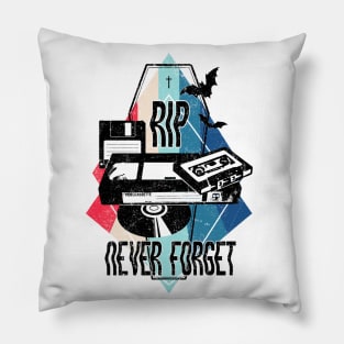 Never Forget - Rest in Peace CD, VHS, DISK and CASSETTE, Vintage, Retro oldies design, Pillow