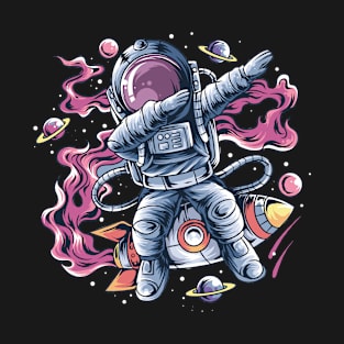 Astronaut dabbing style on a space rocket T-Shirt