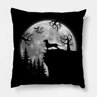 Dachshund and Halloween Moon Pillow