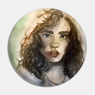 Soft Watercolor girl portrait Pin