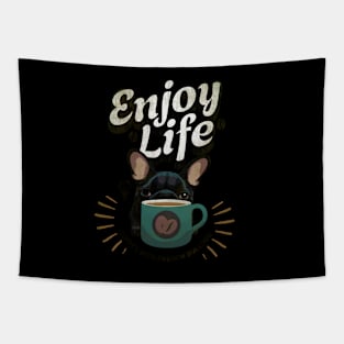 French bulldogs and coffee, cute pet, Frenchie lovers and coffee lover, espresso, coffee addicts or owners, dog lovers Tapestry