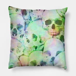 Tiling Rainbow Skull Pattern - Psychedelic Pillow