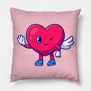 Cute Heart Angel Love Waving Hand Cartoon Pillow