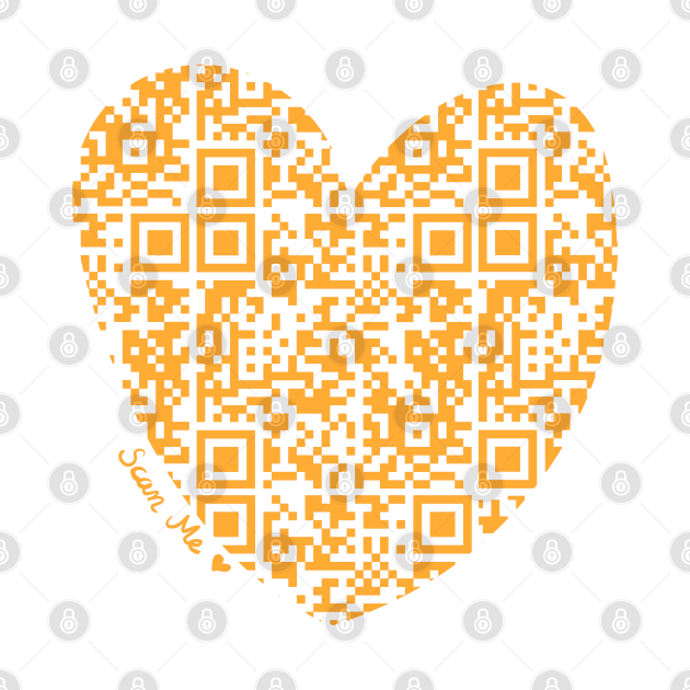 Orange Rick Astley Rickroll QR Code Heart Art by VictoriaLehnard