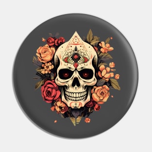 Skull and roses Pin