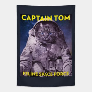 Captain Tom Feline Space Force Tapestry