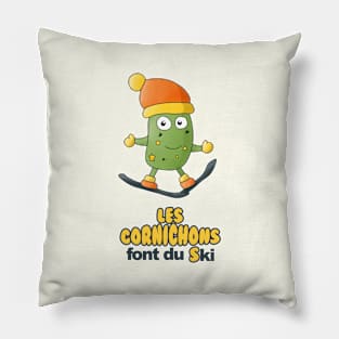 "Les Cornichons Font du Ski" (Les bronzés font du ski) - "The Pickles Are Skiing" Pillow