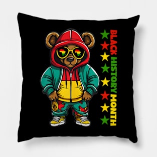 Black History Month Hip Hop Teddy Bear African American Boys Pillow