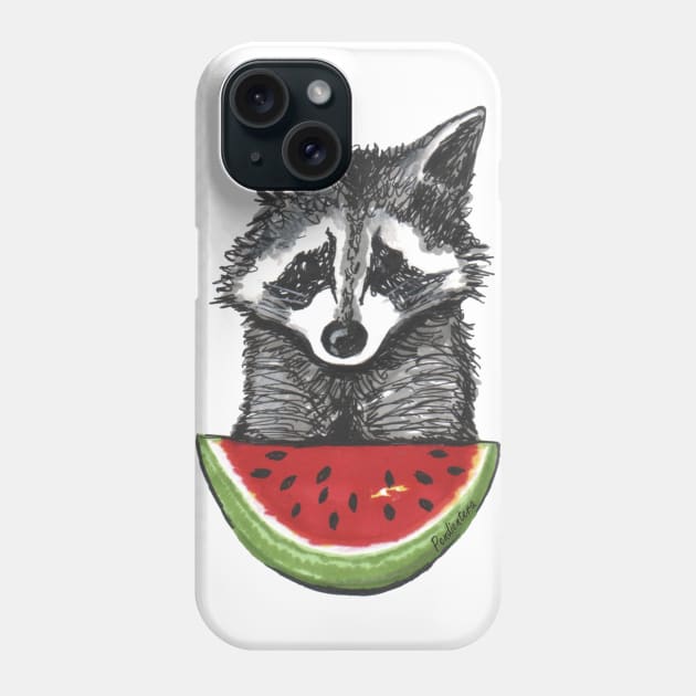 Racoon and watermelon Phone Case by Pendientera