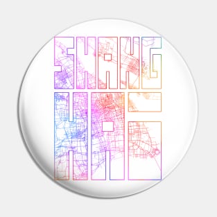 Shanghai, China City Map Typography - Colorful Pin