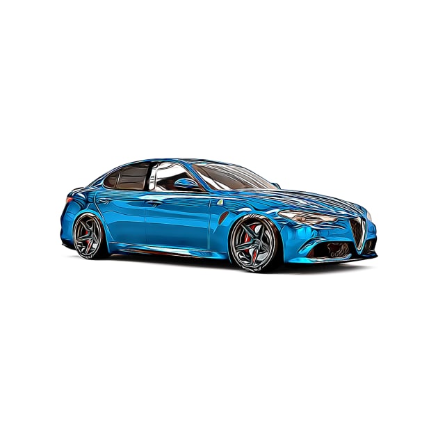 Alfa Romeo Giulia Quadrifoglio Custom Cartoon by Auto-Prints