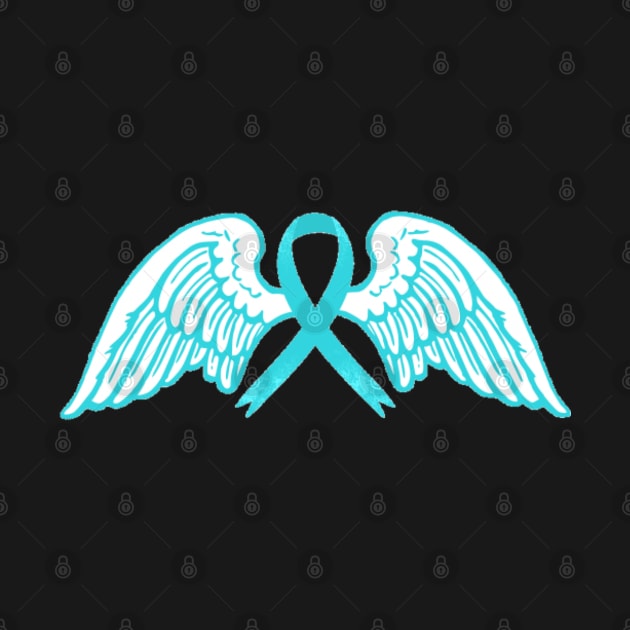 Light Blue Awareness Ribbon with Angel Wings 2 by CaitlynConnor