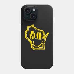 WI Eyes Wisconsin Grunge Smiling Face Black background Phone Case