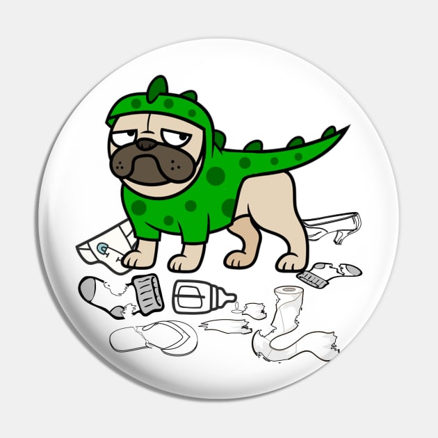 Pug Baby Godzilla Pin by LeeMau