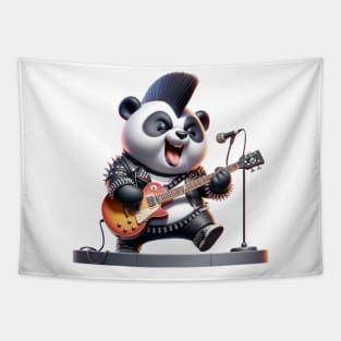 Punk Rock Panda - Electric Riffs - Hardcore Panda Musician Tee Tapestry