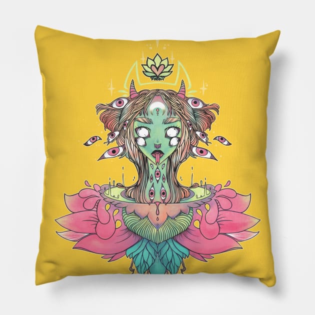 Sacred Lotus Flower Monster Girl Pillow by cellsdividing