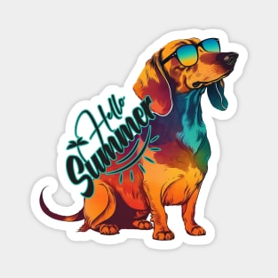 Sunny Shades: Hello Summer Dachshund Magnet