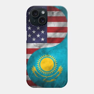 USA and Kazahkstan Dual Flag Yin Yang Combination Phone Case