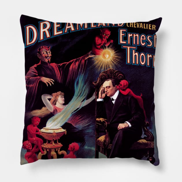 Vintage Magician Poster Austria Ernest Thorn Pillow by vintagetreasure