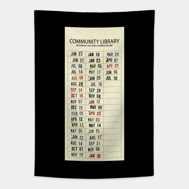 Vintage Library "Due Date" Card Tapestry by GloopTrekker Select