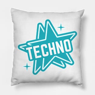 TECHNO  - 2 Stars Logo (White/blue) Pillow