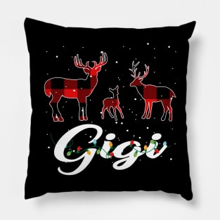 Gigi Reindeer Plaid Pajama Shirt Family Christmas Pillow