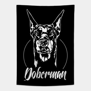 Proud Doberman Pinscher dog portrait Tapestry